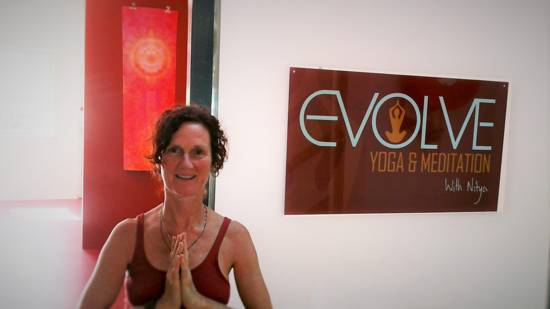 Nitya at the Evolve Yoga & Meditation studio in Forster